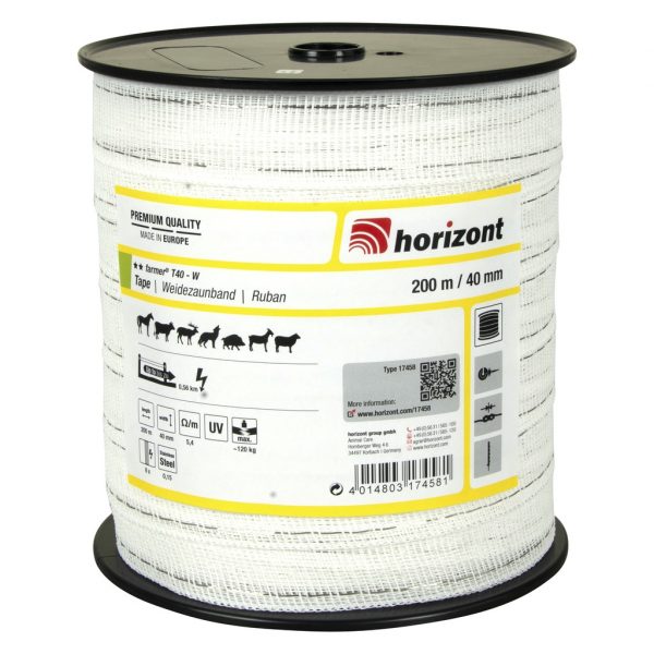 HORIZONT - Ruban pour clôture "Farmer" 40 mm Blanc