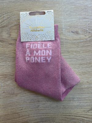PAILLETTES ATTITUDE - Chaussettes paillettes "Fidèle à mon poney"