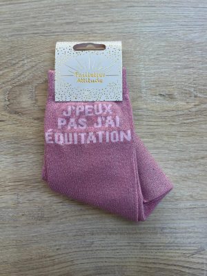 PAILLETTES ATTITUDE - Chaussettes paillettes "J'peux pas j'ai équitation"