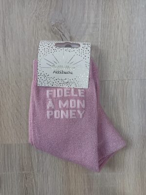 PAILLETTES ATTITUDE - Chaussettes paillettes "Fidèle à mon poney"