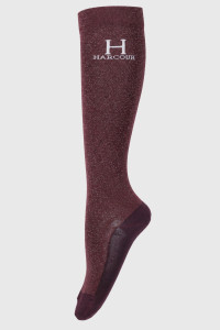 HARCOUR - Chaussettes à paillettes "Happy" Aubergine