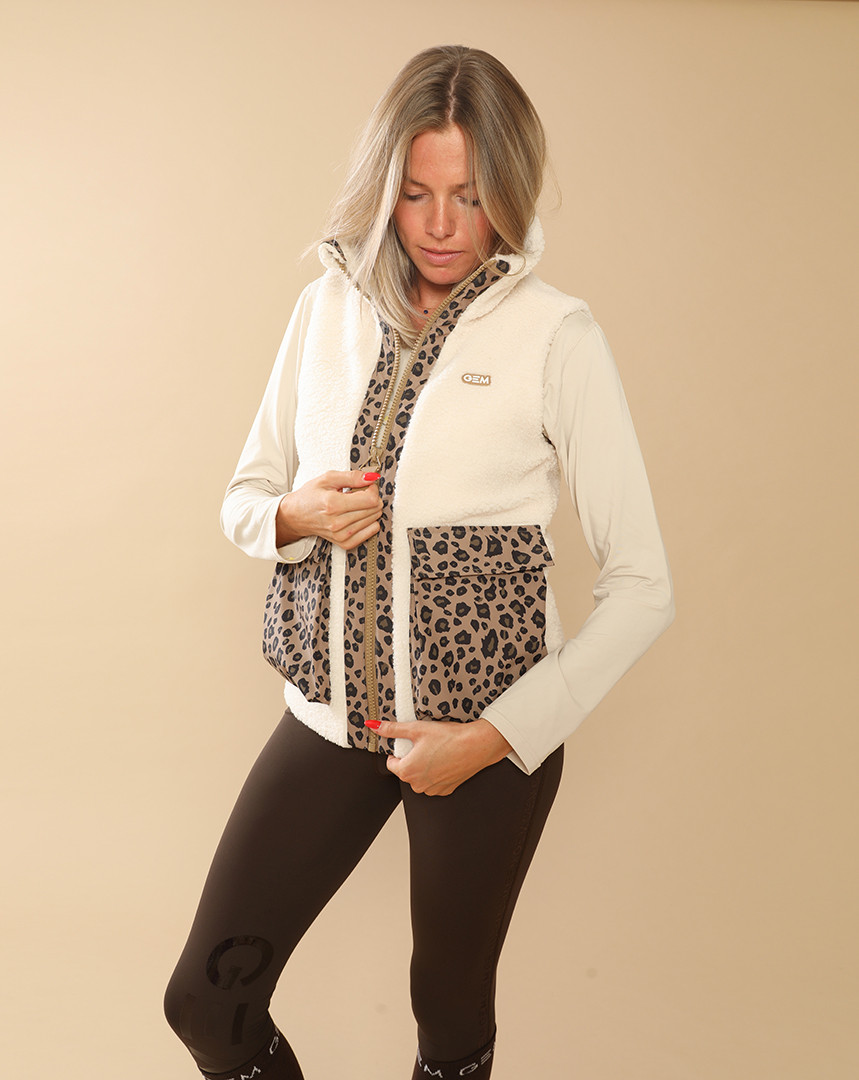 GEM - Veste sans manches "Charlie" Écru/Léopard – Image 3